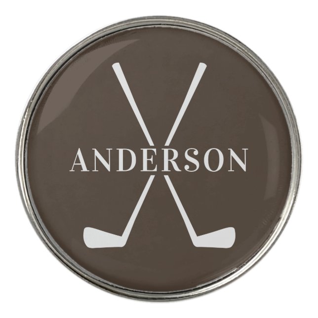 Custom Monogram with Golf Clubs | Gift for Him Ball Marker (Front)