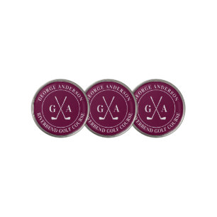 Custom Monogram with Golf Clubs Gift for Him Golf Ball Marker