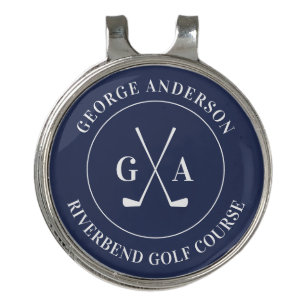Custom Monogram with Golf Clubs Gift for Him Golf Hat Clip