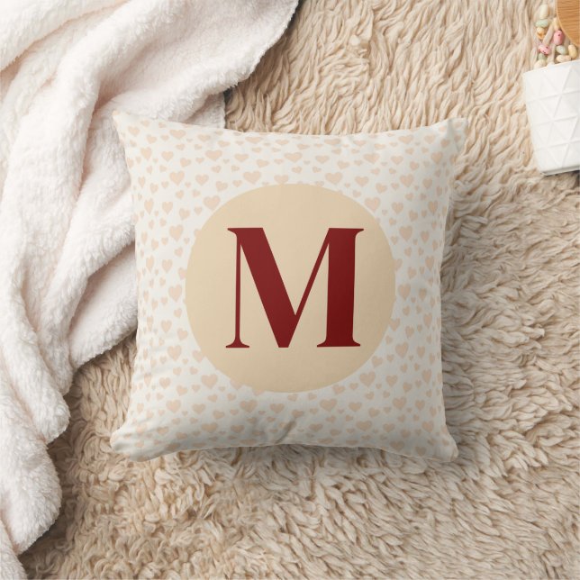Custom Monogram with hearts for kids room Throw Pillow (Blanket)