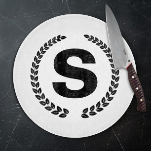 Custom Monogram with Laurel Leaves Cutting Board