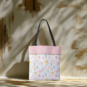 Custom Monogram with Pastel Botanical Whimsical  Tote Bag
