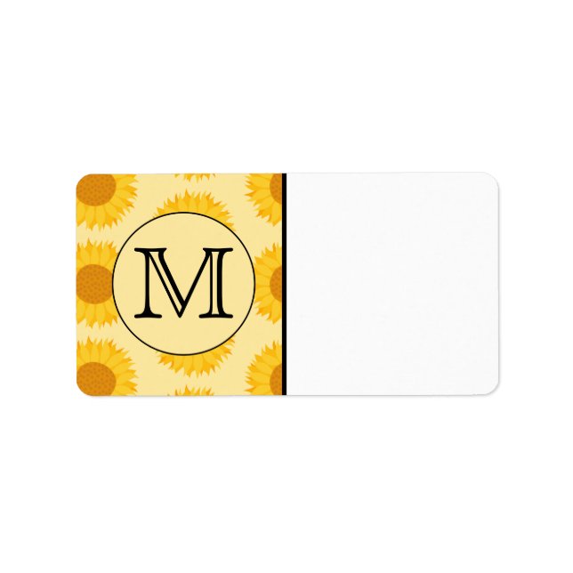 Custom Monogram, with Yellow Sunflowers. Label (Front)