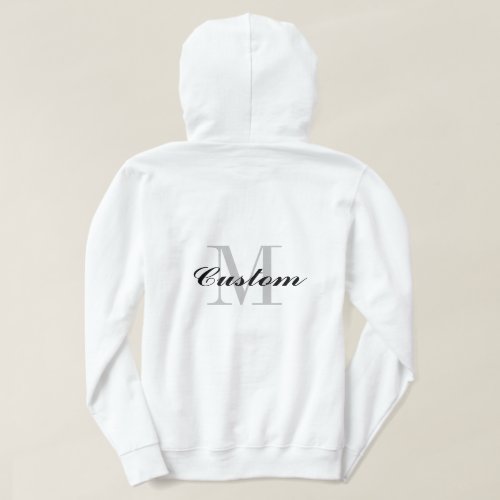 Custom monogram womens pullover hoodie in white