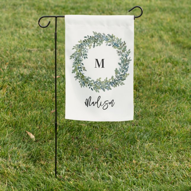 Custom Monogram Wreath Yard Flag Sign (In SItu)