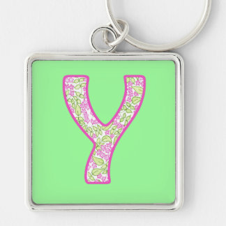Custom Monogram Y Keychain, Ditsy Floral Pattern Keychain