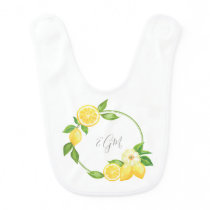 Custom Monogram Yellow Citrus Lemon Baby Gift Baby Bib Custom Monogram Yellow Citrus Lemon Baby Gift Baby Bib
