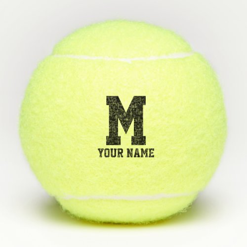 Custom monogram yellow tennis balls with name