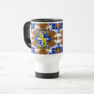 Custom Monogram Your Initial Name Colorful Art Travel Mug