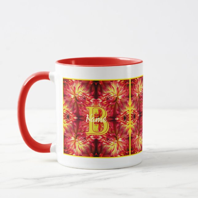 Custom Monogram Your Initial Name Dahlia Flower  Mug (Left)