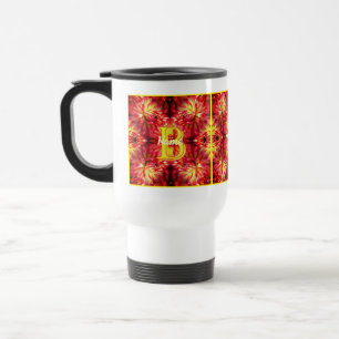 Custom Monogram Your Initial Name Dahlia Flower  Travel Mug