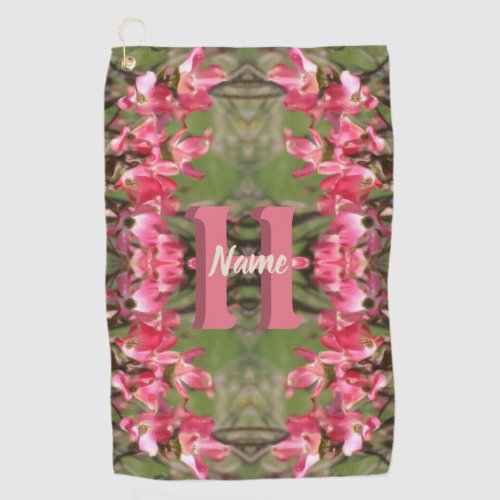 Custom Monogram Your Initial Name Dogwood Art Golf Towel