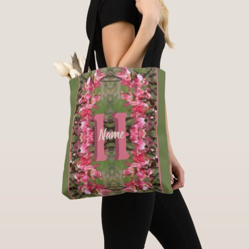 Custom Monogram Your Initial Name Dogwood Art Tote Bag
