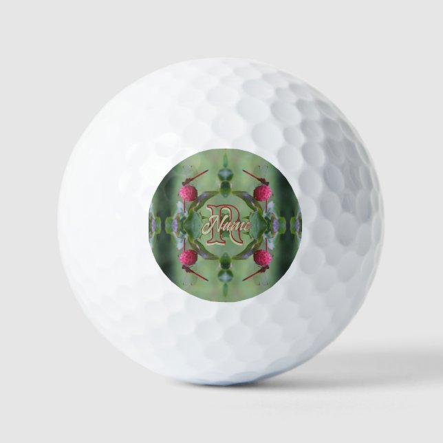 Custom Monogram Your Initial Name Dragonfly Art Golf Balls (Front)