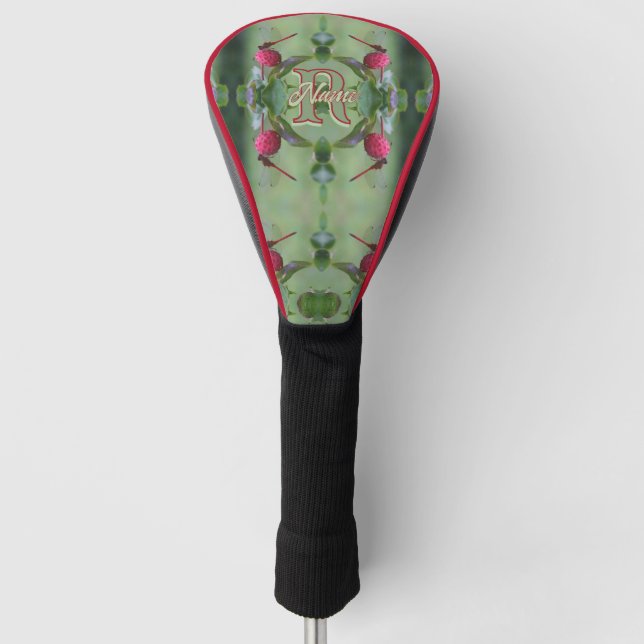 Custom Monogram Your Initial Name Dragonfly Art Golf Head Cover (Front)