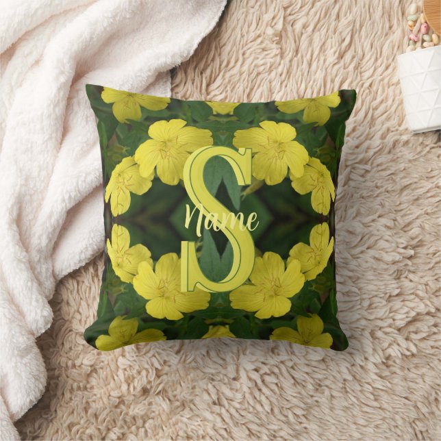 Custom Monogram Your Initial Name Geranium Art Throw Pillow (Blanket)