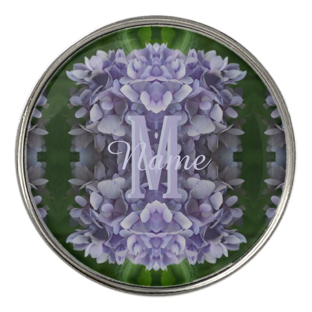 Custom Monogram Your Initial Name Hydrangea Flower Golf Ball Marker (Front)