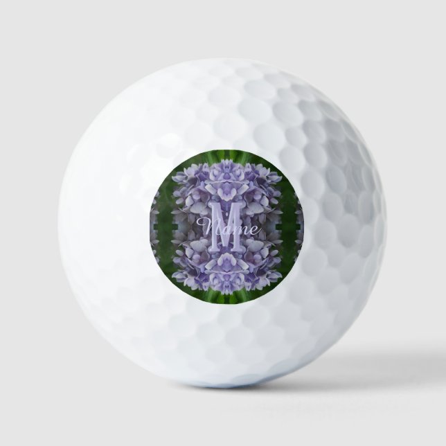 Custom Monogram Your Initial Name Hydrangea Flower Golf Balls (Front)