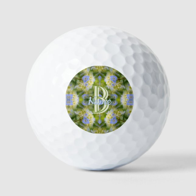 Custom Monogram Your Initial Name Hydrangea Flower Golf Balls (Front)