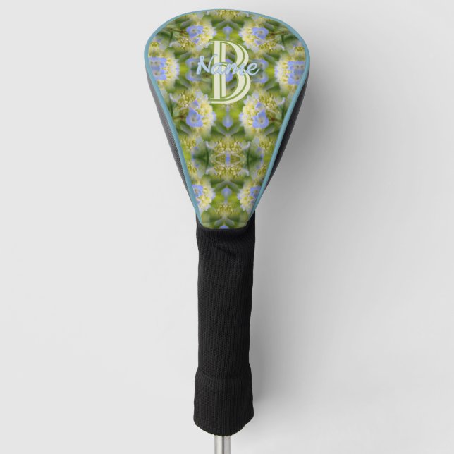 Custom Monogram Your Initial Name Hydrangea Flower Golf Head Cover (Front)