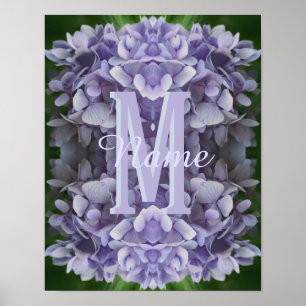Custom Monogram Your Initial Name Hydrangea Flower Poster