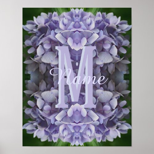Custom Monogram Your Initial Name Hydrangea Flower Poster