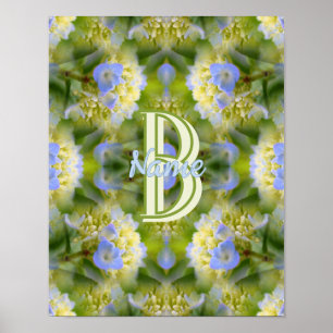 Custom Monogram Your Initial Name Hydrangea Flower Poster
