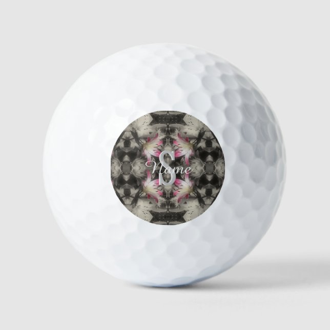 Custom Monogram Your Initial Name Lilies Golf Balls (Front)