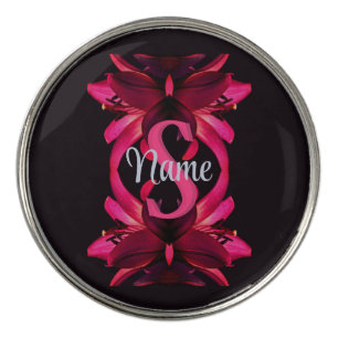 Custom Monogram Your Initial Name Lily Floral Art Golf Ball Marker