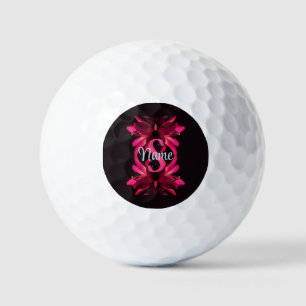 Custom Monogram Your Initial Name Lily Floral Art Golf Balls