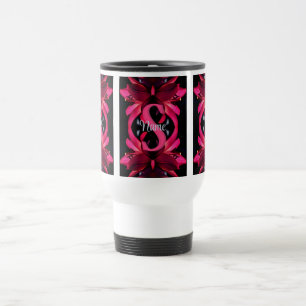 Custom Monogram Your Initial Name Lily Floral Art Travel Mug