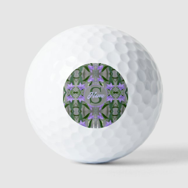 Custom Monogram Your Initial Name Lily Flowers Golf Balls (Front)