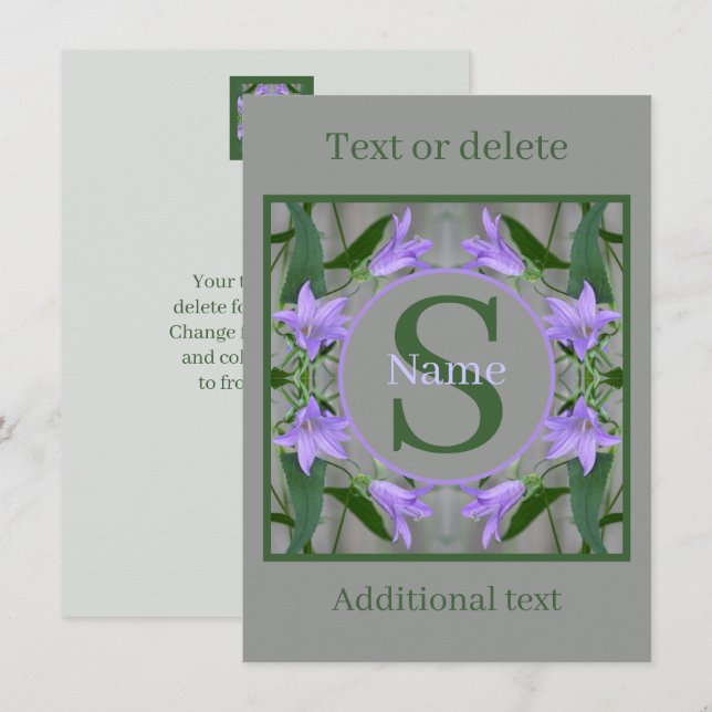 Custom Monogram Your Initial Name Lily Flowers Note Card (Front/Back)