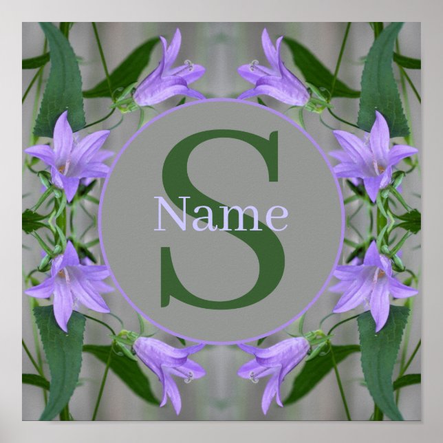 Custom Monogram Your Initial Name Lily Flowers Poster (Front)