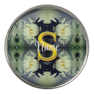 Custom Monogram Your Initial Name Lotus Flower Golf Ball Marker