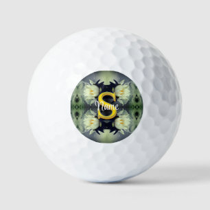 Custom Monogram Your Initial Name Lotus Flower Golf Balls