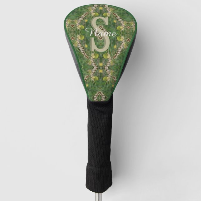 Custom Monogram Your Initial Name Nature Art Golf Head Cover (Front)