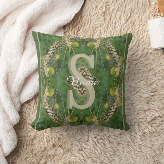 Custom Monogram Your Initial Name Nature Art Throw Pillow (Blanket)