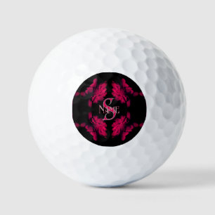 Custom Monogram Your Initial Name Peony Floral Art Golf Balls