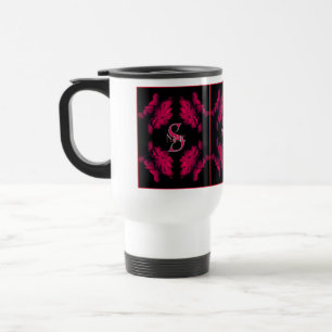 Custom Monogram Your Initial Name Peony Floral Art Travel Mug