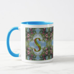Custom Monogram Your Initial Name Red Apples Art Mug
