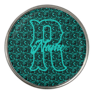 Custom Monogram Your Initial Name Turquoise Golf Ball Marker