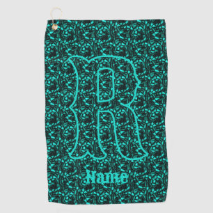 Custom Monogram Your Initial Name Turquoise Golf Towel