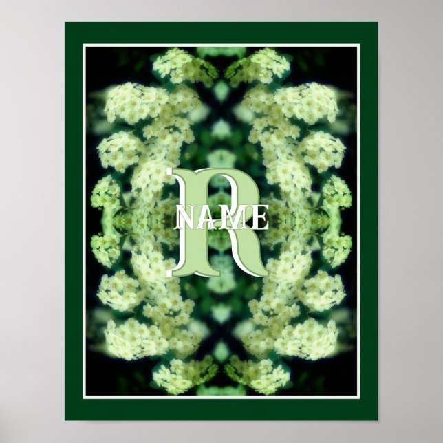 Custom Monogram Your Initial Name Wild Roses Poster (Front)