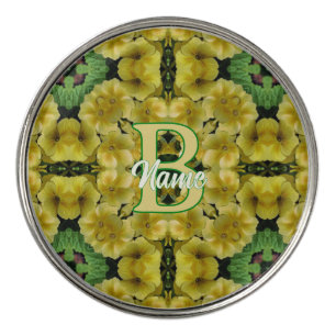 Custom Monogram Your Initial Primrose Flower Art Golf Ball Marker