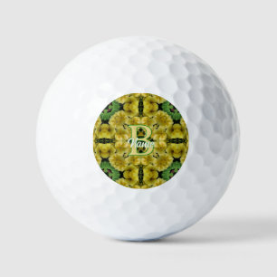 Custom Monogram Your Initial Primrose Flower Art Golf Balls