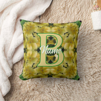 Custom Monogram Your Initial Primrose Flower Art Throw Pillow