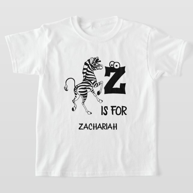 Custom monogram Z is for zebra cute African animal T-Shirt (Laydown)