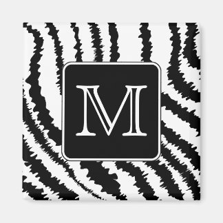 Custom Monogram, Zebra Pattern Animal Print. Magnet