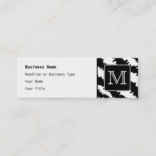 Custom Monogram, Zebra Pattern Animal Print. Business Card Templates